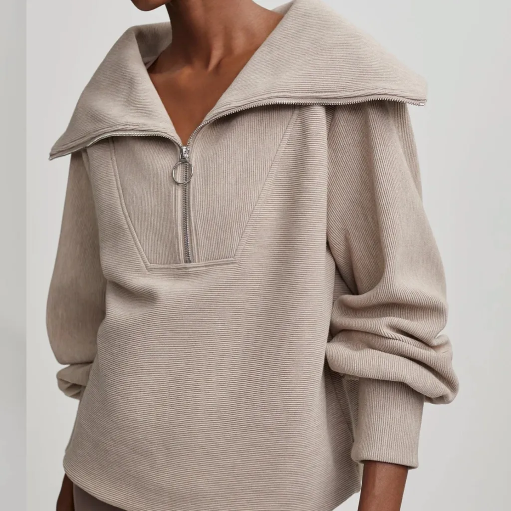 Varley Taupe Marl Vine Half Zip Pullover M - Image 2