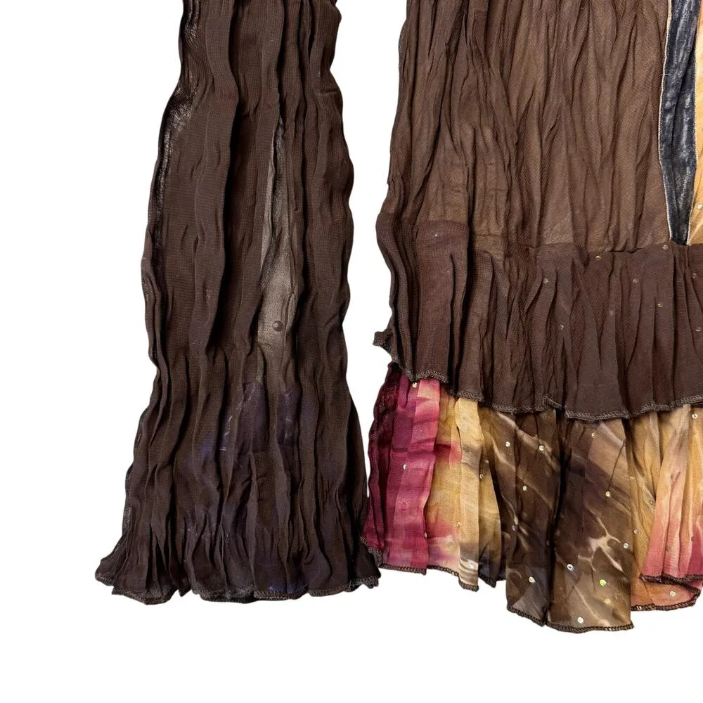 VTG Y2K Brown Pink Velvet Sheer Sequined Top Women's Size Small / Medium - Image 4