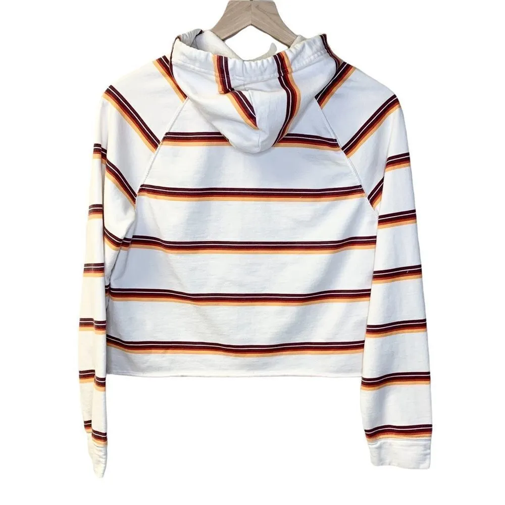 Women's Messy Bun Just Chillin White Striped Cropped Hoodie Size M - Image 4