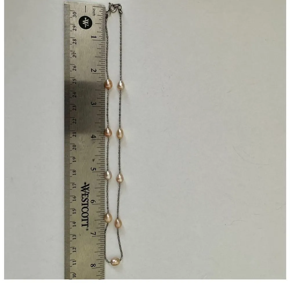 Silver tone pearl dainty choker necklace - Image 4