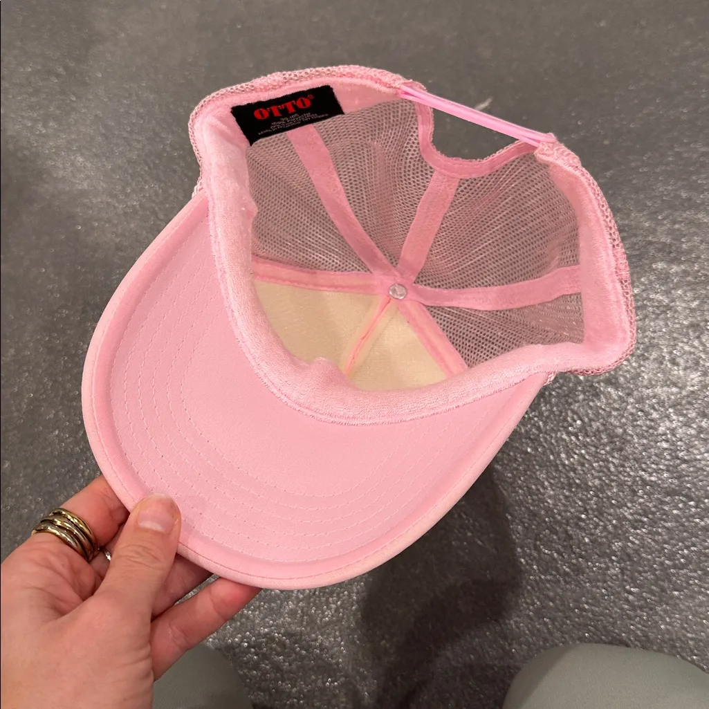 Pink Trucker Hat with Green Text - Image 2
