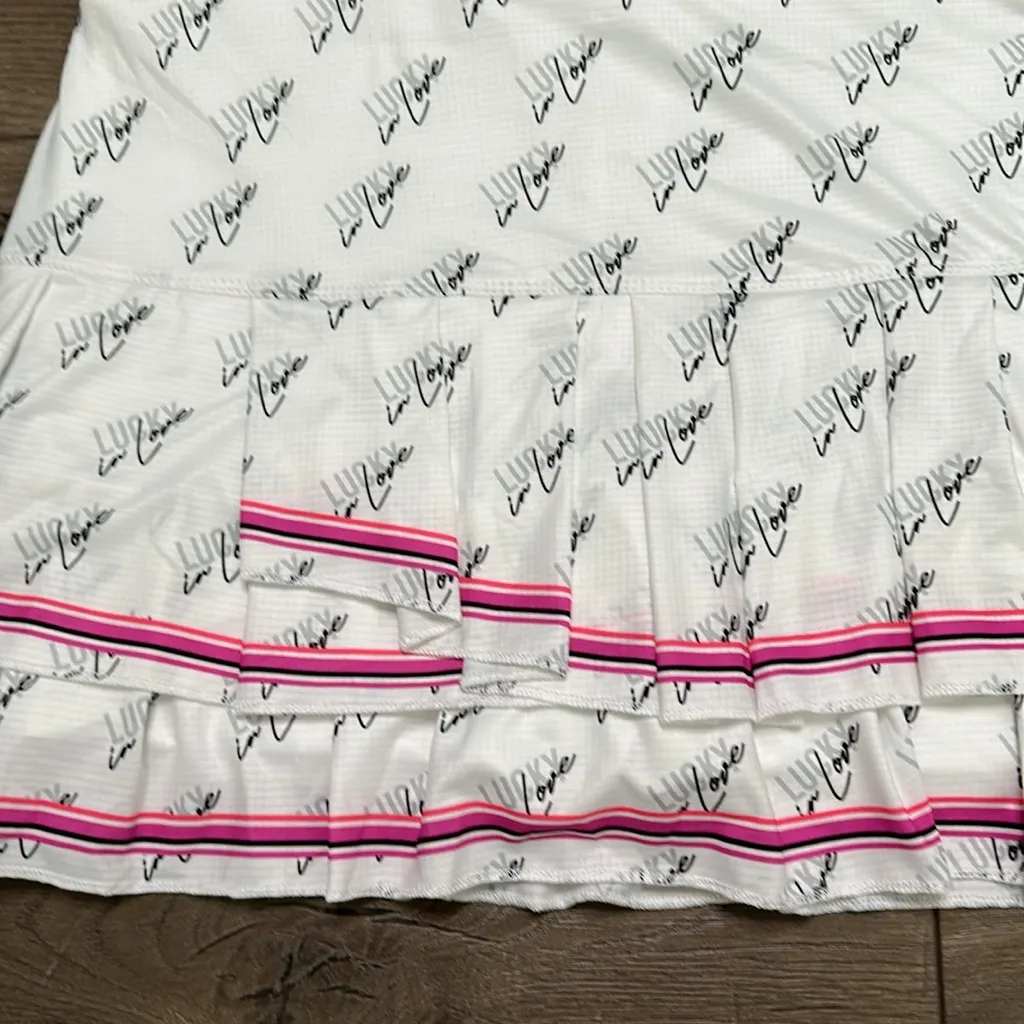 Lucky In Love 13” Layered Pleated Tennis Skirt Skort‎ White Pink Size XL - Image 3