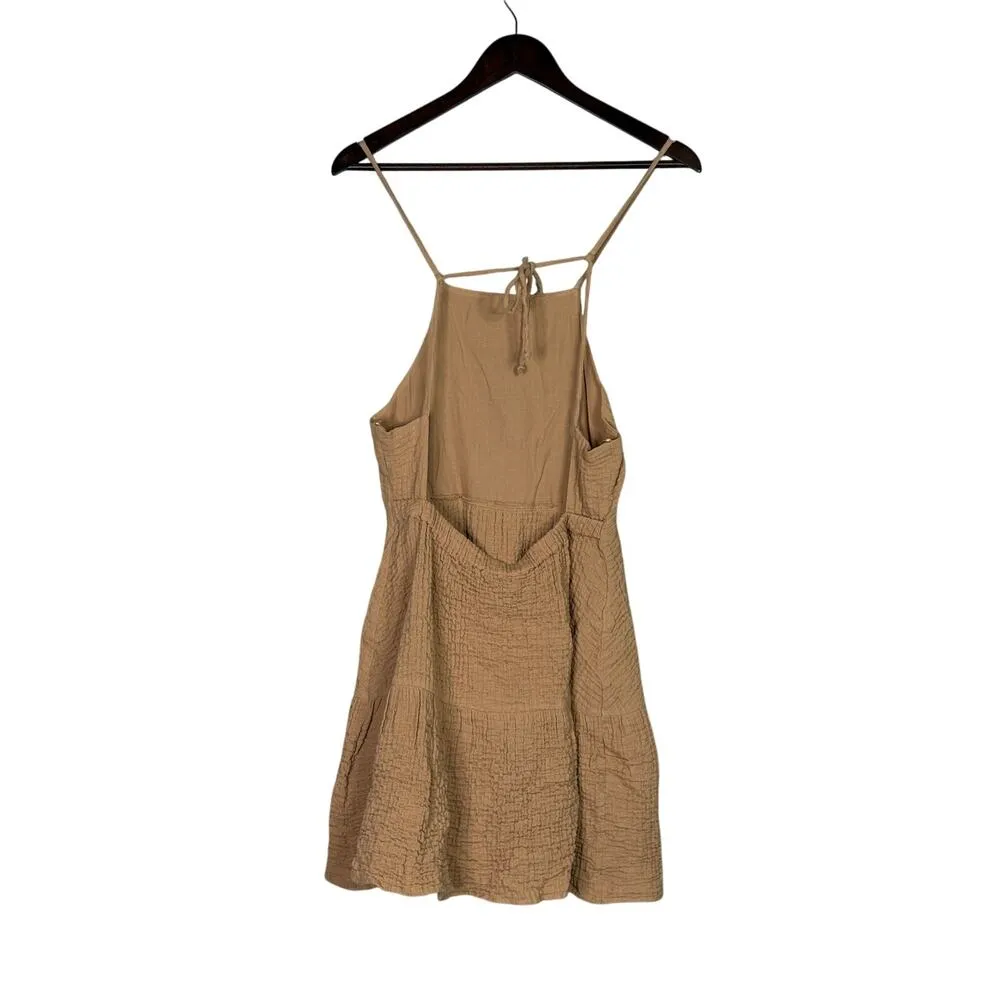 Zara Sleeveless Short Tiered Crinkle Cris Cross Spaghetti Straps Mini Dress M - Image 12