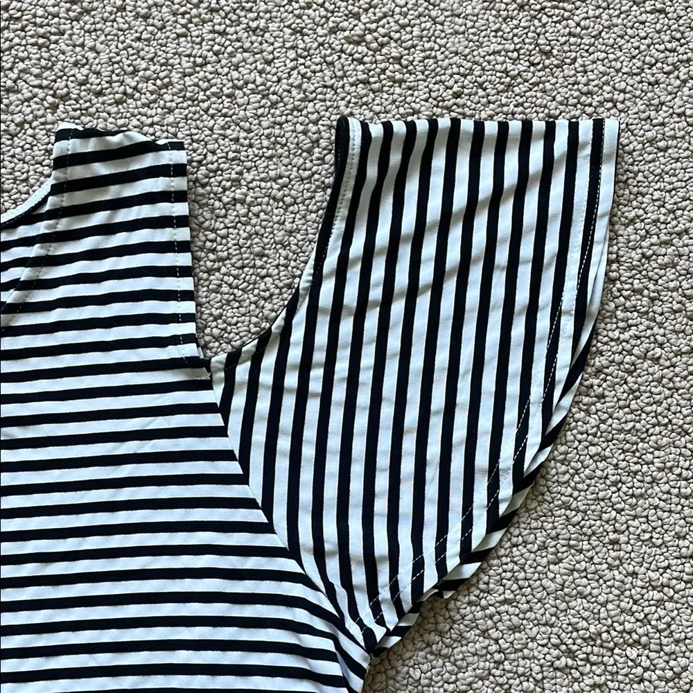 Umgee Black and White Striped Top with Lace Detail - Image 5