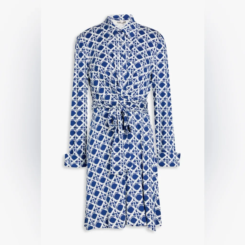 Diane Von Furstenburg Didi Dress Wrap Mini Blue Printed Womens Size XXS - Image 2