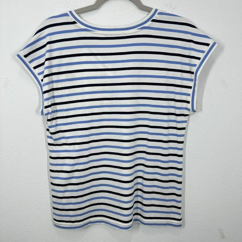 Caslon White Blue Navy Striped Muscle Tee Casual Essential Women's Size XS NWT‎ - Image 8