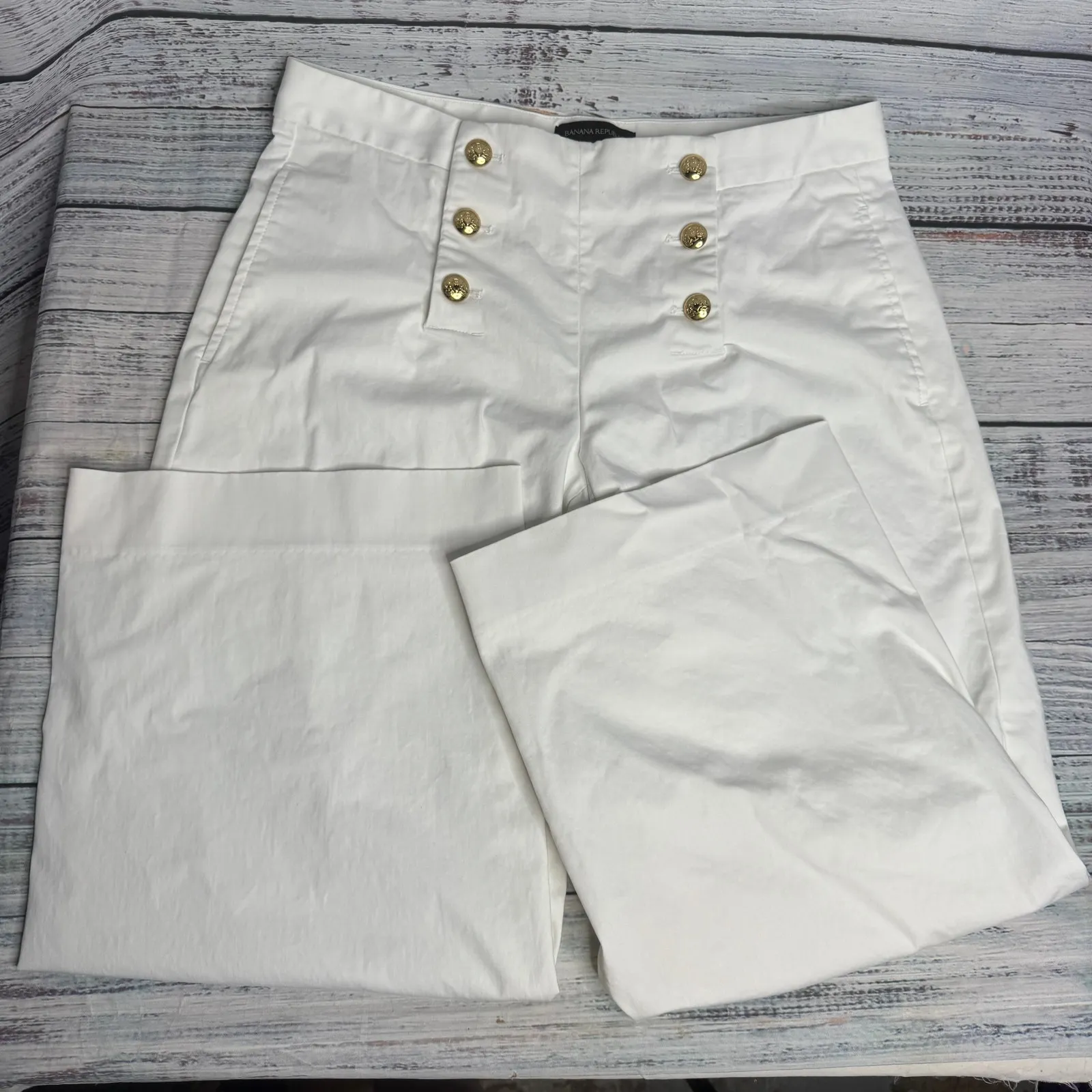 Banana Republic Blake Wide Leg-Fit Cropped Sailor Pant Gold Buttons 8 - Image 2