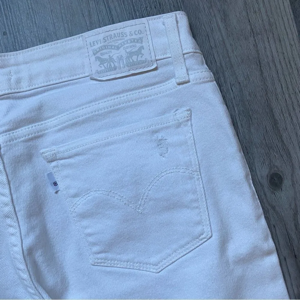 Levi’s 711 Skinny Jeans White Distressed Ripped Streetwear 27 Waist - Image 7