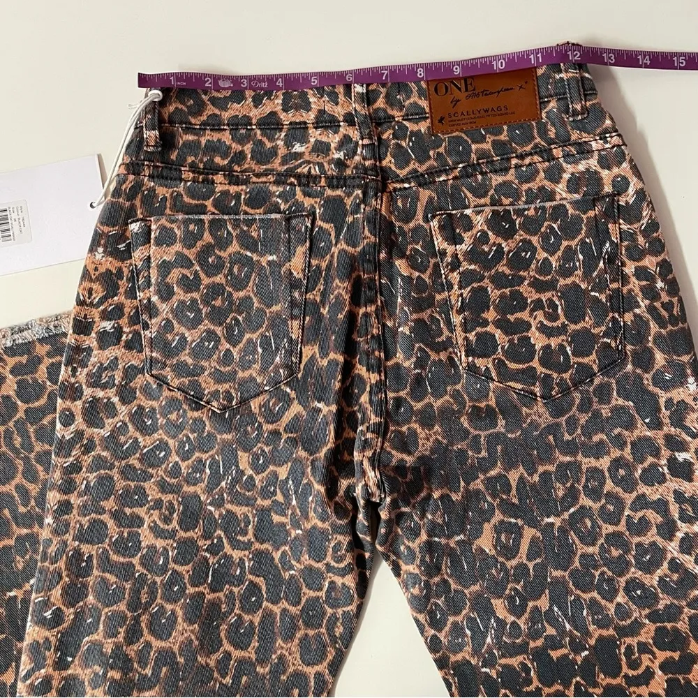 One x One Teaspoon Scallywags Brown/Black Leopard Print High Waist Jean NWT 26 - Image 5