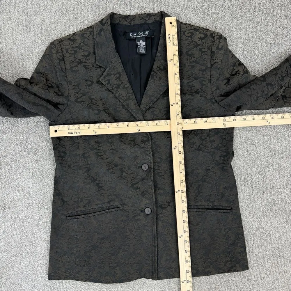 Dialogue Gothic Damask Brocade Blazer Jacket Grey Black 10 Dark Academia - Image 12