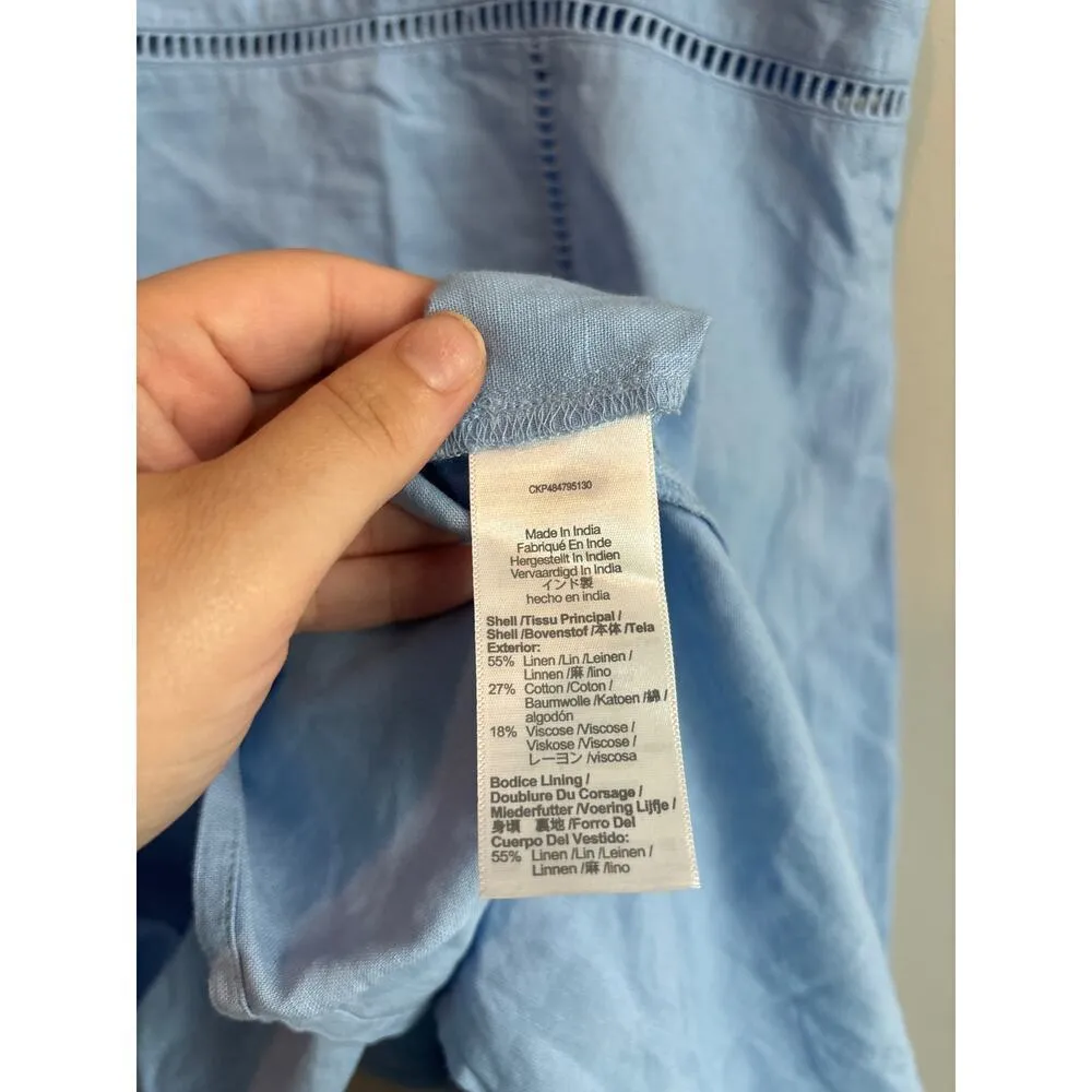 NWT Madewell Sweetheart Midi Dress in Linen-Cotton Blend In Light Blue Size 6 - Image 9