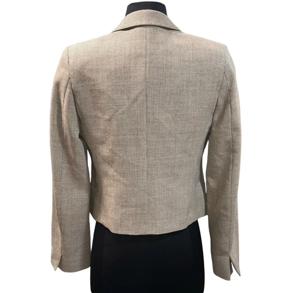Max Mara Tan 1 Button Cropped Virgin Wool Blazer Jacket size 6 - Image 5