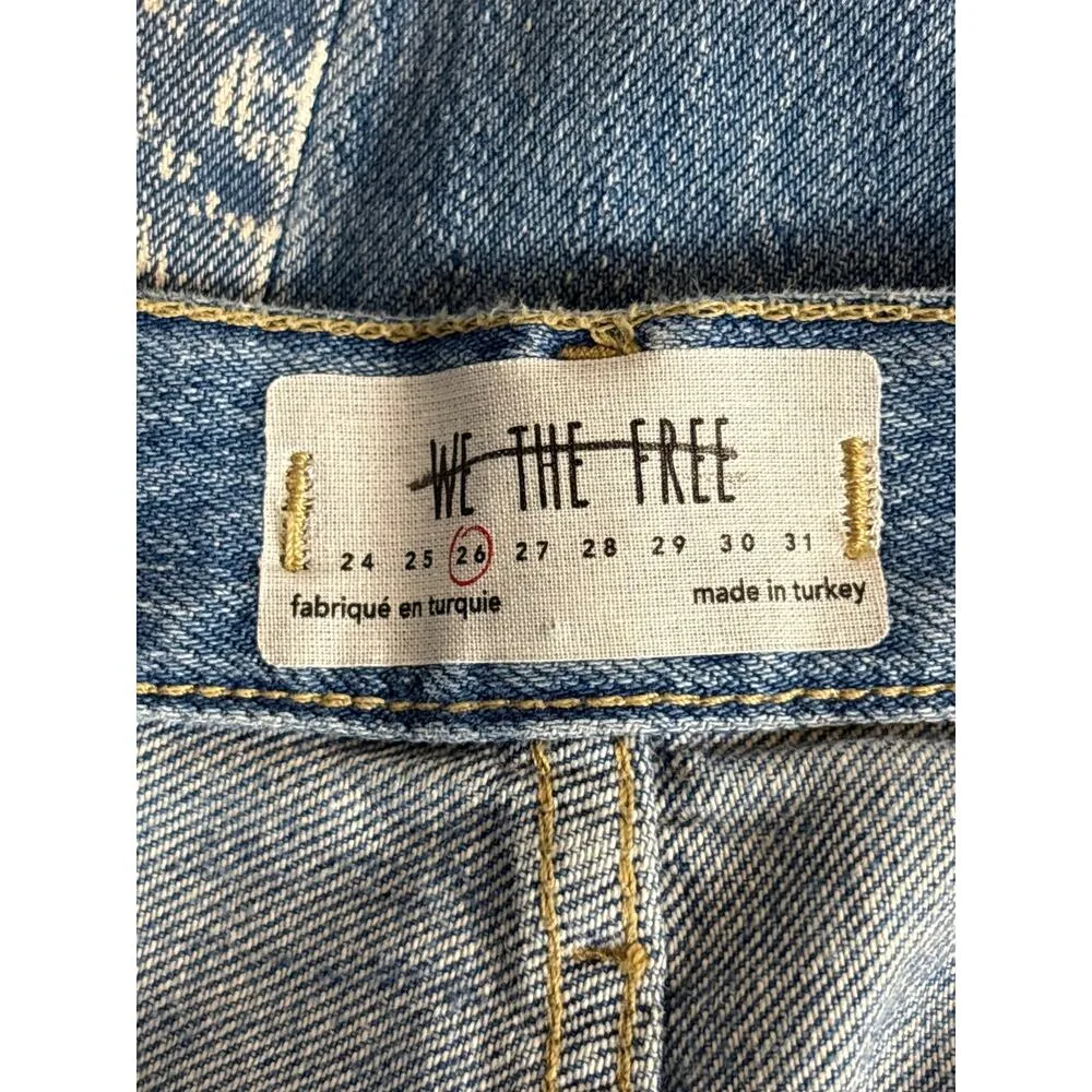 We The Free Free People Tribal Aztec Side Stripe Boyfriend Raw Hem Jeans Size 26 - Image 9