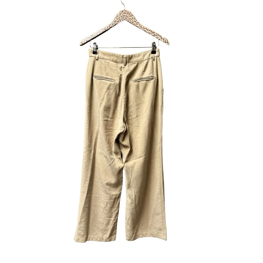 Reformation Mason Wide Leg Pants Trousers Tencel Lyocell Khaki Tan 6 Short - Image 2