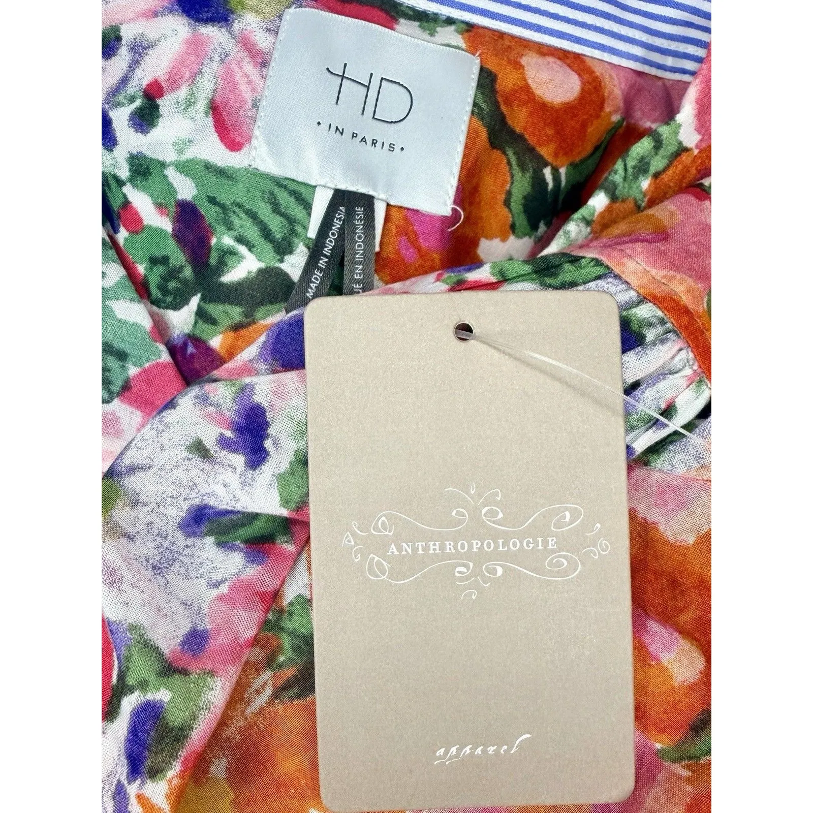 HD in Paris Anthropologie "Hanalei" 100% Cotton Floral Button Down Top Sz 4 NWT! - Image 7