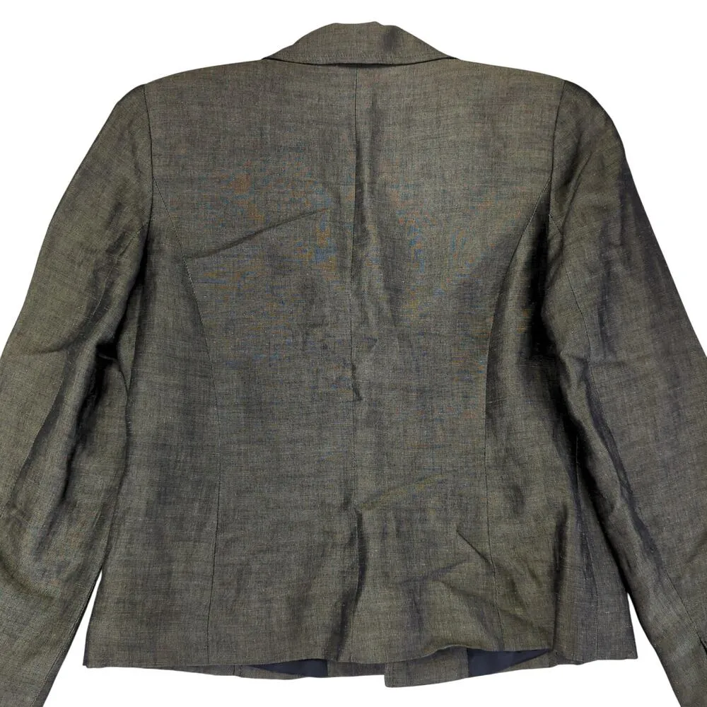 Vintage Gianni Linen Blend Blazer Jacket Made in USA Brown Two Button Women's 10 - Image 4