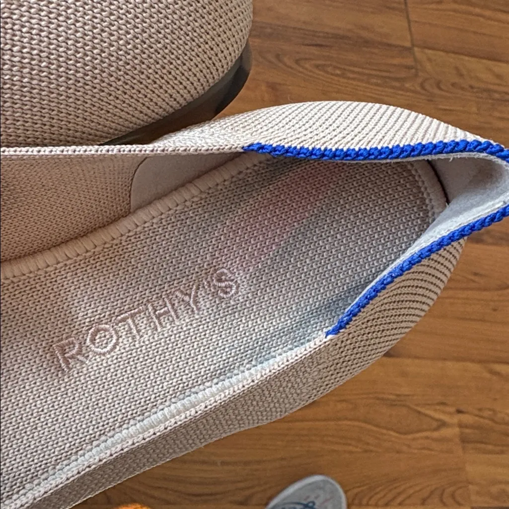 Rothy's Beige and Blue Trim Flats Tan Size 7 - Image 6