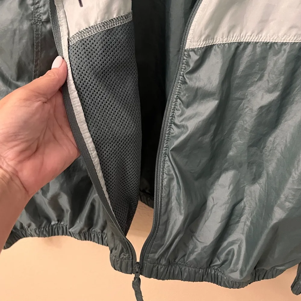 Columbia Morning View Windbreaker Mock Neck Jacket Size M Green Colorblock - Image 7