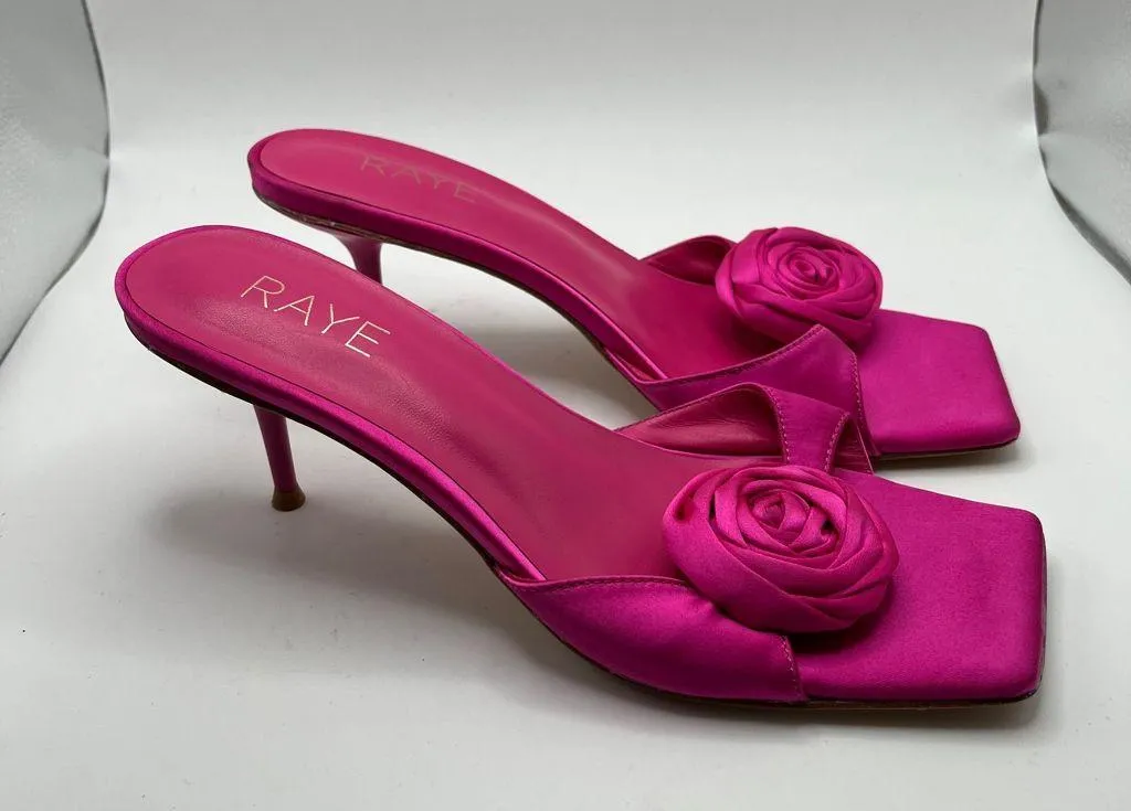 RAYE Rosette Mule in Pink size 7 square toe flower heel NWOB women slip on - Image 5
