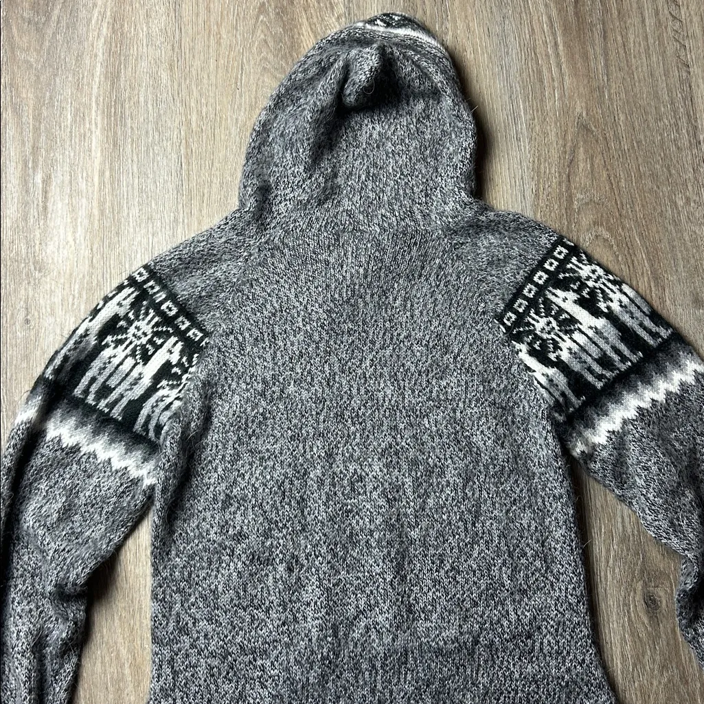 Kactus Artesanias Alpaca Wool Hooded Sweater – Handmade in Peru – Fits S/M Gray Size undefined - Image 14