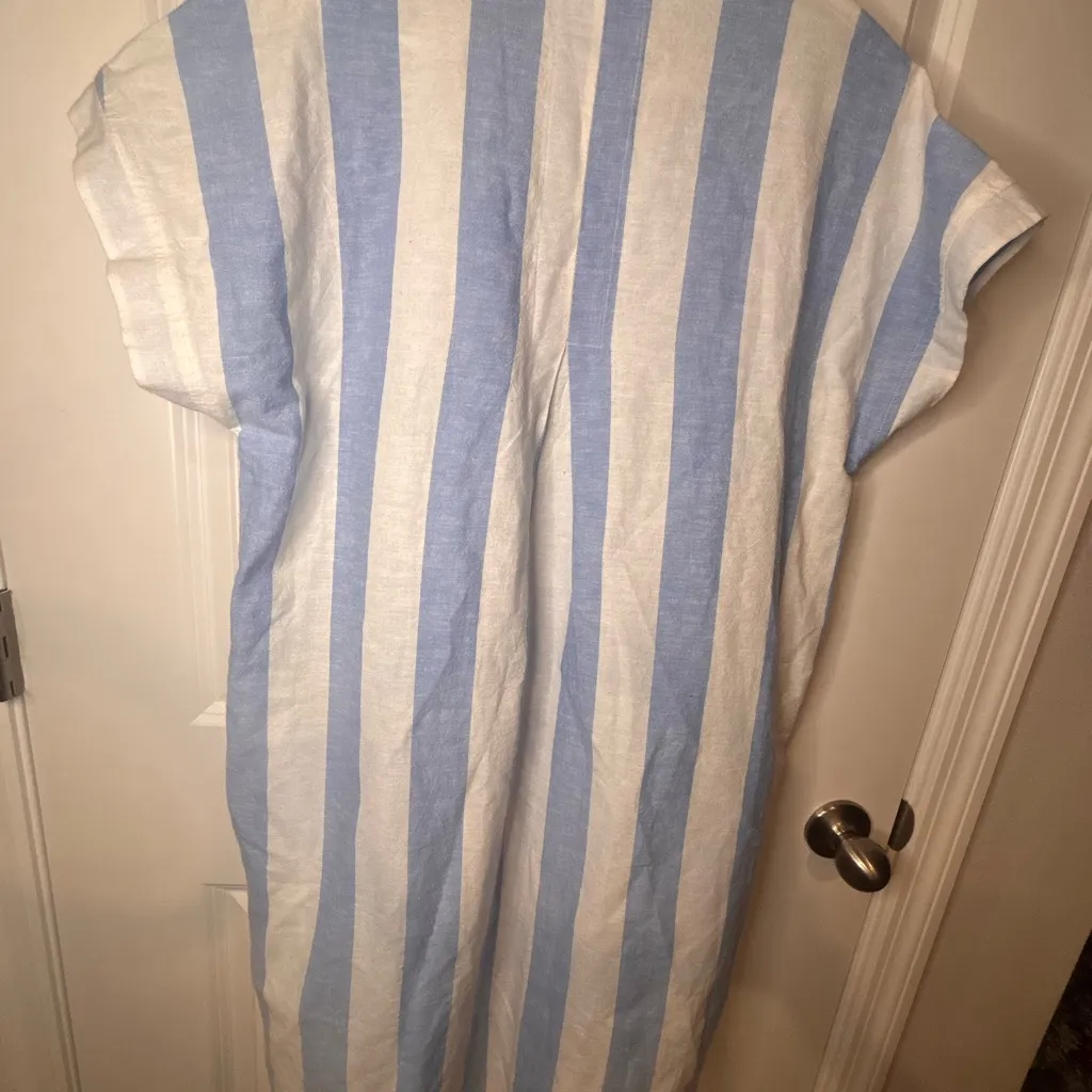 Blue and White Striped Beach Lunch Lounge Dress Size L - Image 10