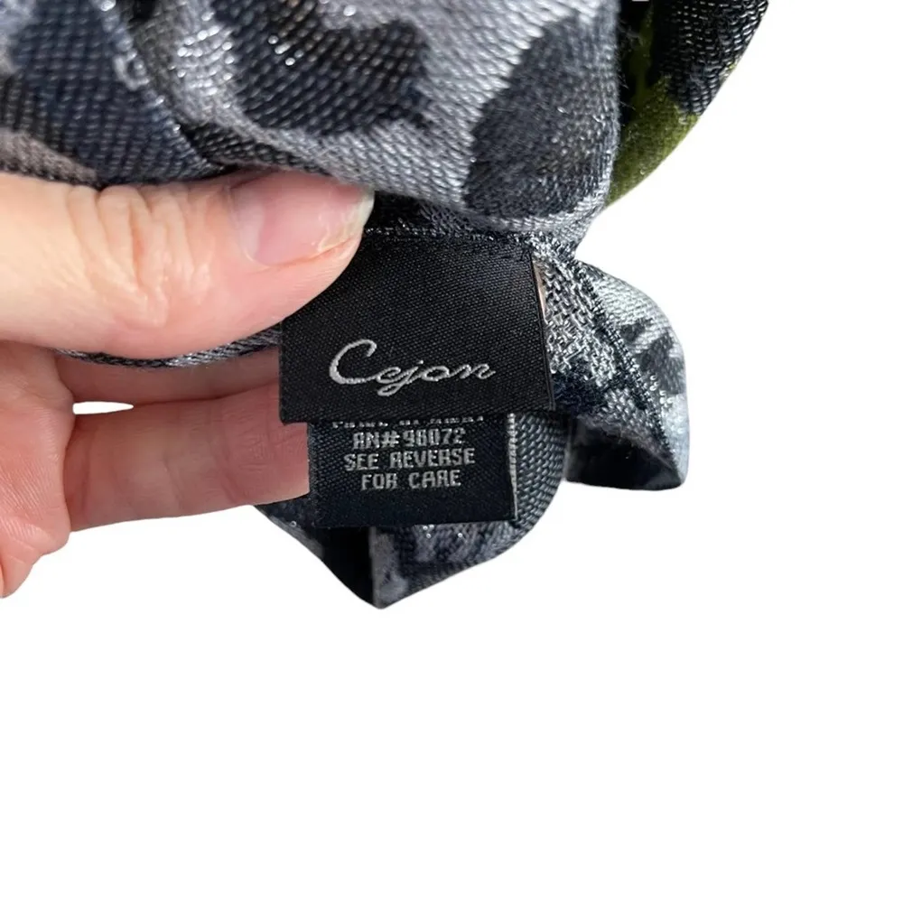 Cejon Animal Print Fringe Metallic Thread Oversized Scarf - Image 9