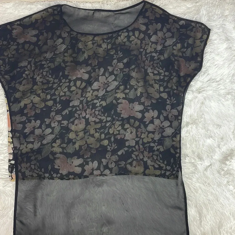 Lush High Low Floral Blouse Semi Sheer - Image 5