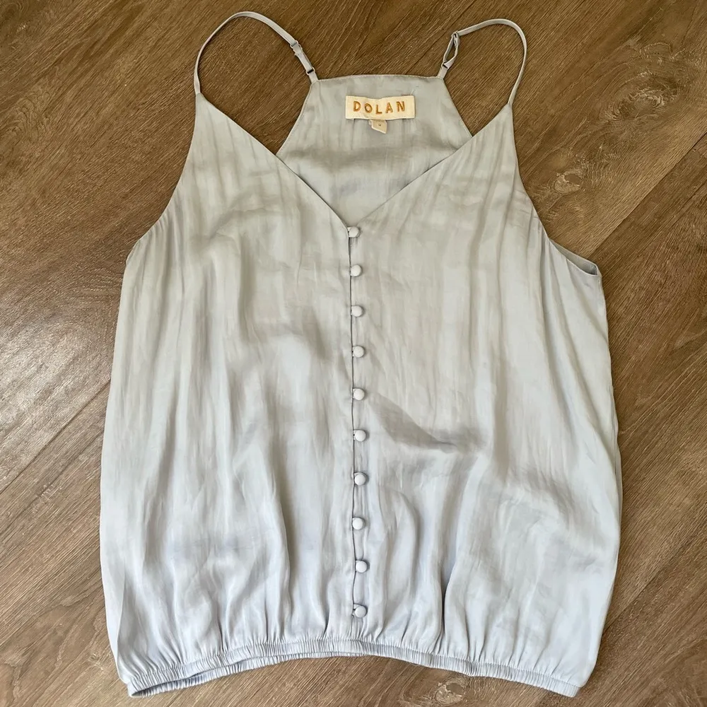 Dolan Sleeveless Blouse Top Light Blue Button Front FLAWS ~ Women’s Size M Size M - Image 3