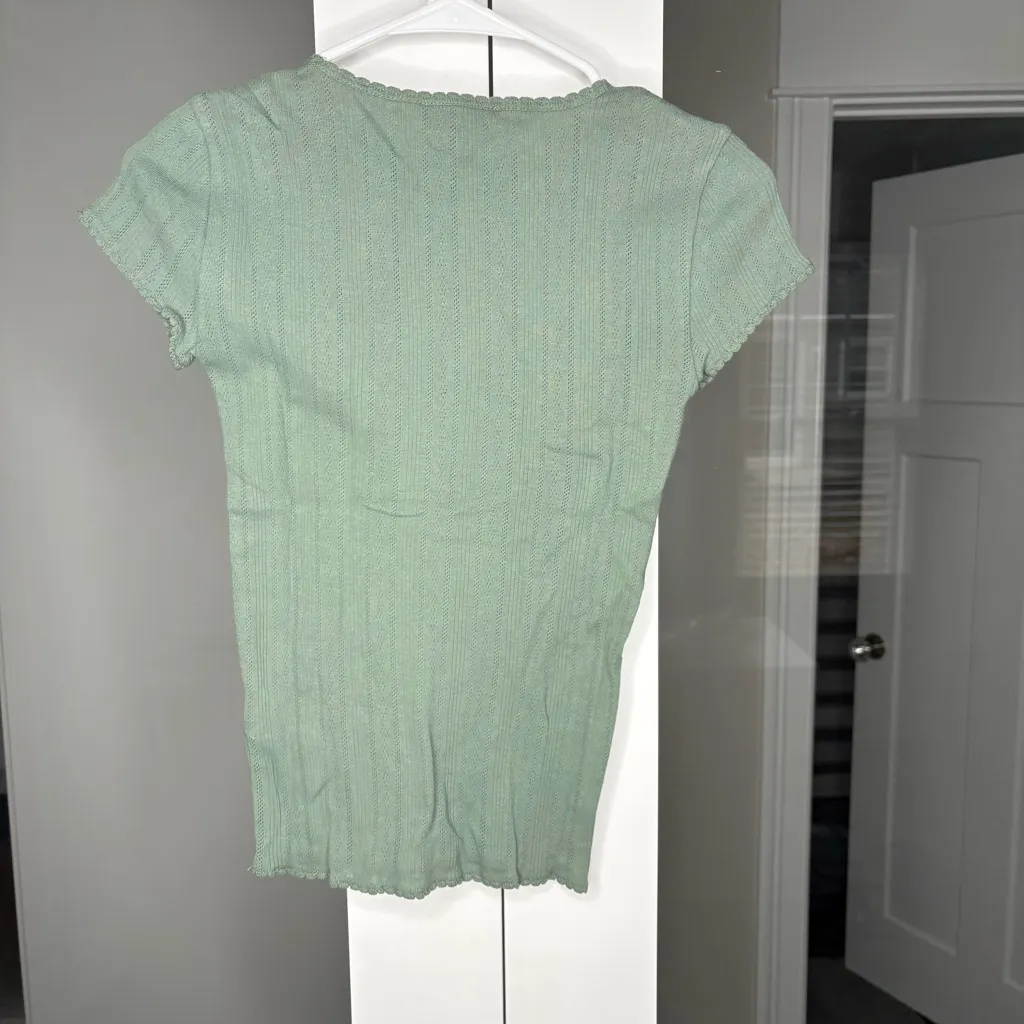 NWT J. Crew Pointelle Short-sleeve T-shirt Topiary Green - Image 3