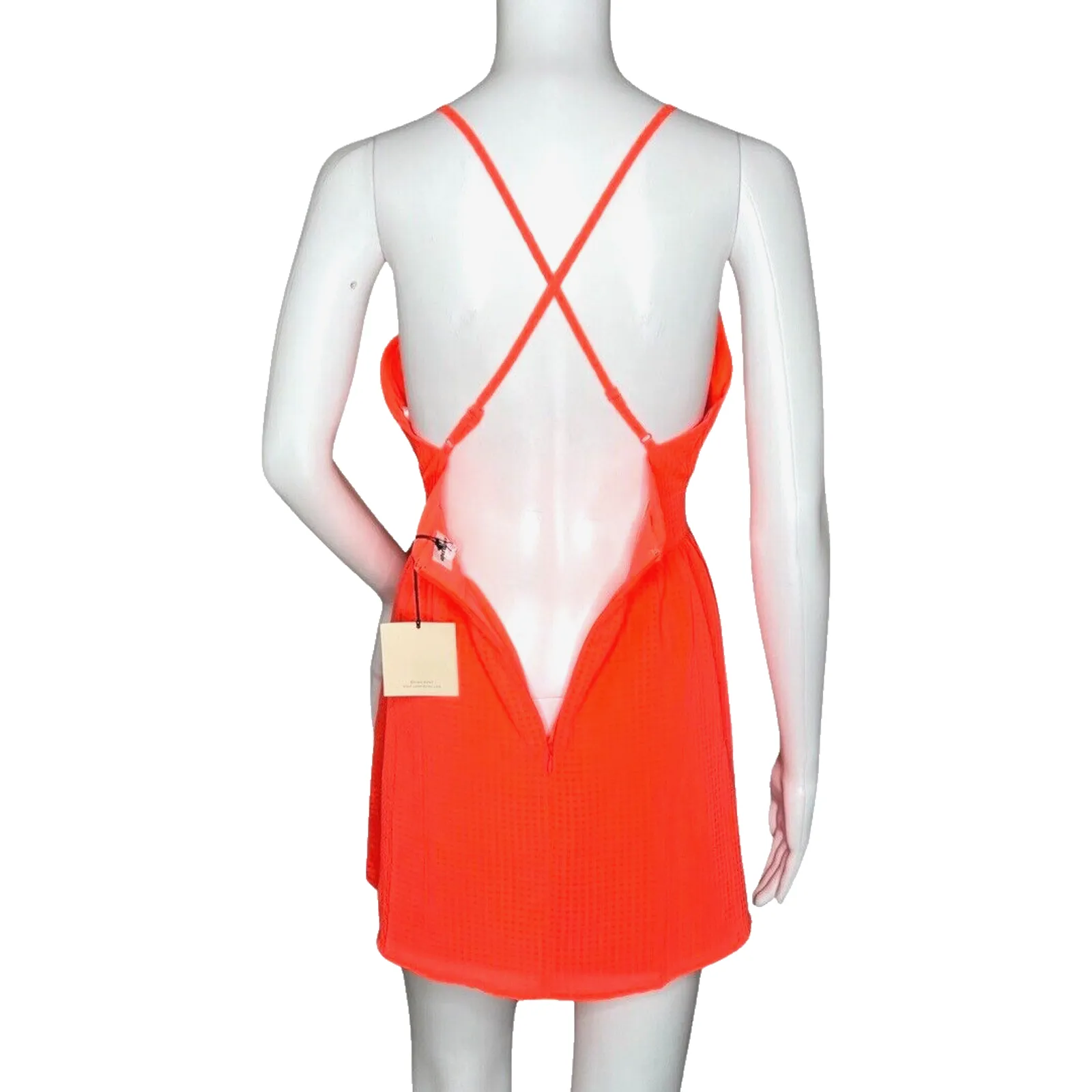 Superdown Dress Women XS Orange Fit & Flare‎ Mini Deep V Sexy Cocktails Party - Image 5