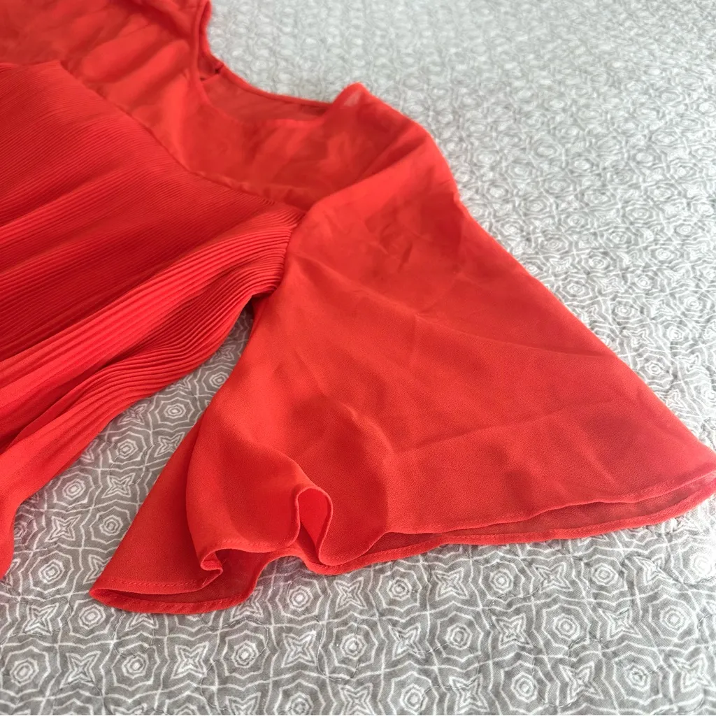 Maeve Anthropologie Edie Pleated Swing Mini Dress Bright Orange Size 4 - Image 8