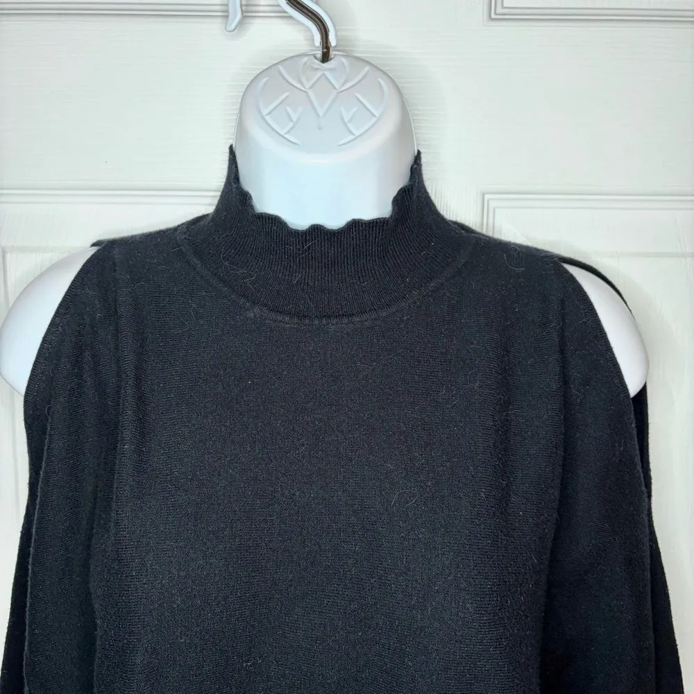 Devotion by Cyrus Dolman Cold Shoulder Black Sweater Mockneck Ribbed Trim M - Image 5
