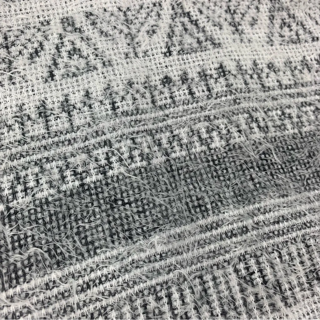 Ali Miles women's large fuzzy Gray Geometric cowl neck long sleeve Sweater - Image 7