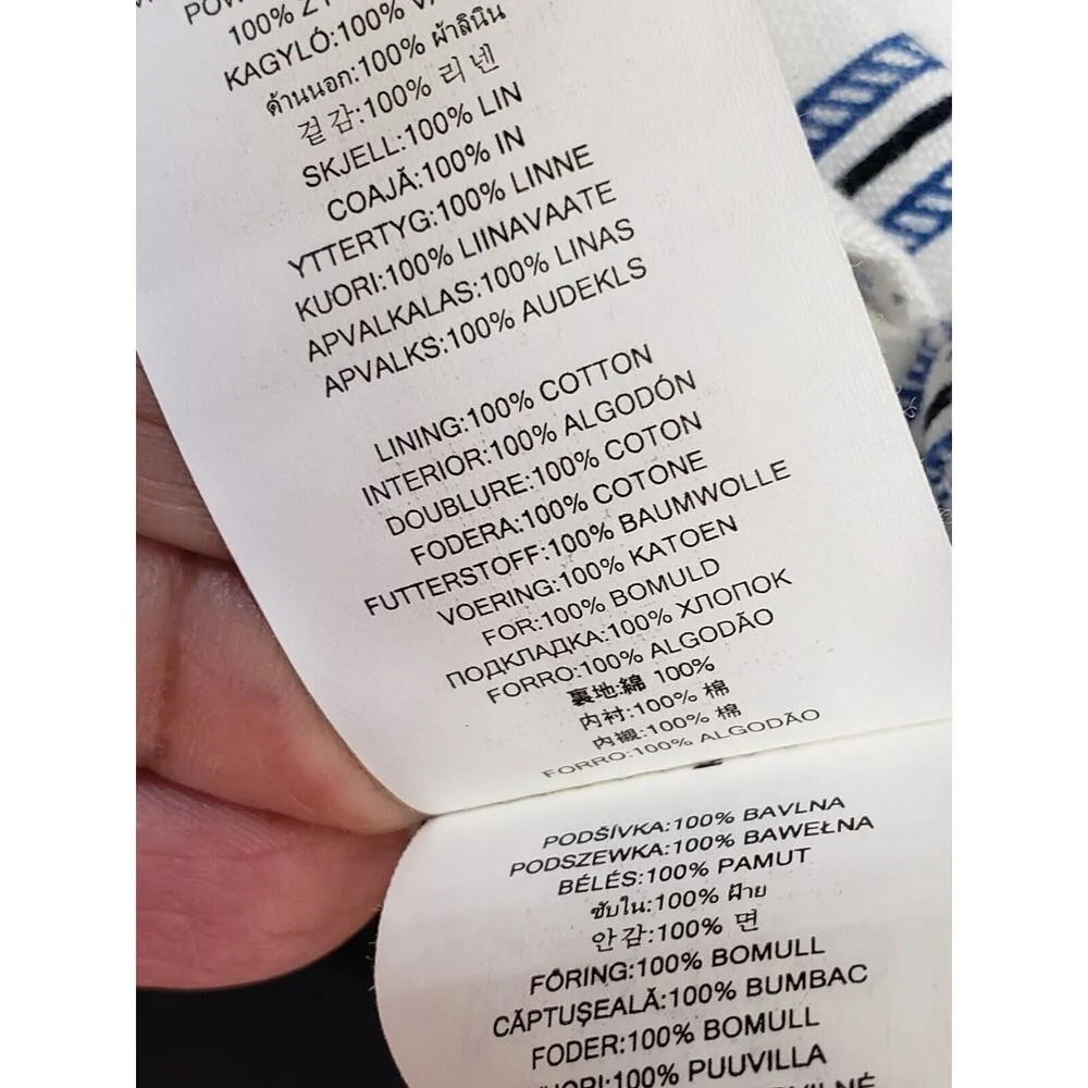 Michael Kors Women's White Striped Linen Off Shoulder Short Sleeve Mini Dress S - Image 12