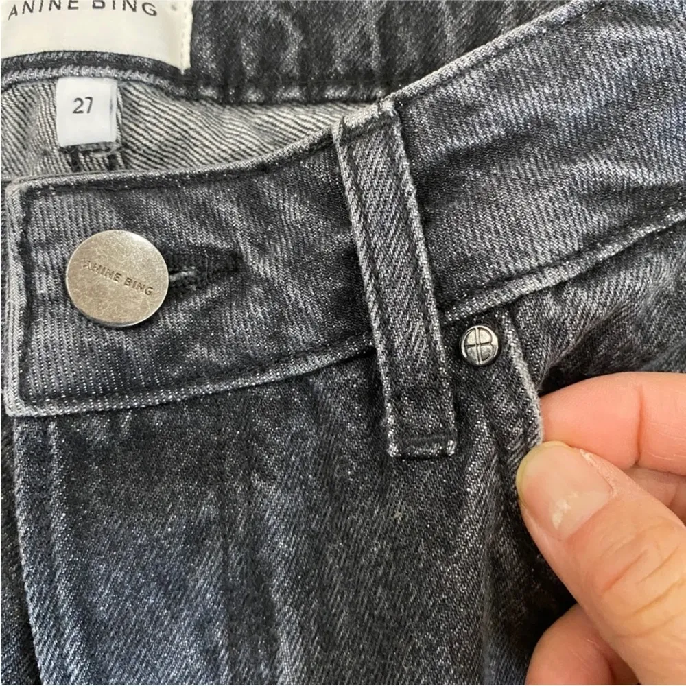 ANINE BING frayed high-rise bootcut jeans in dark gray - Image 7