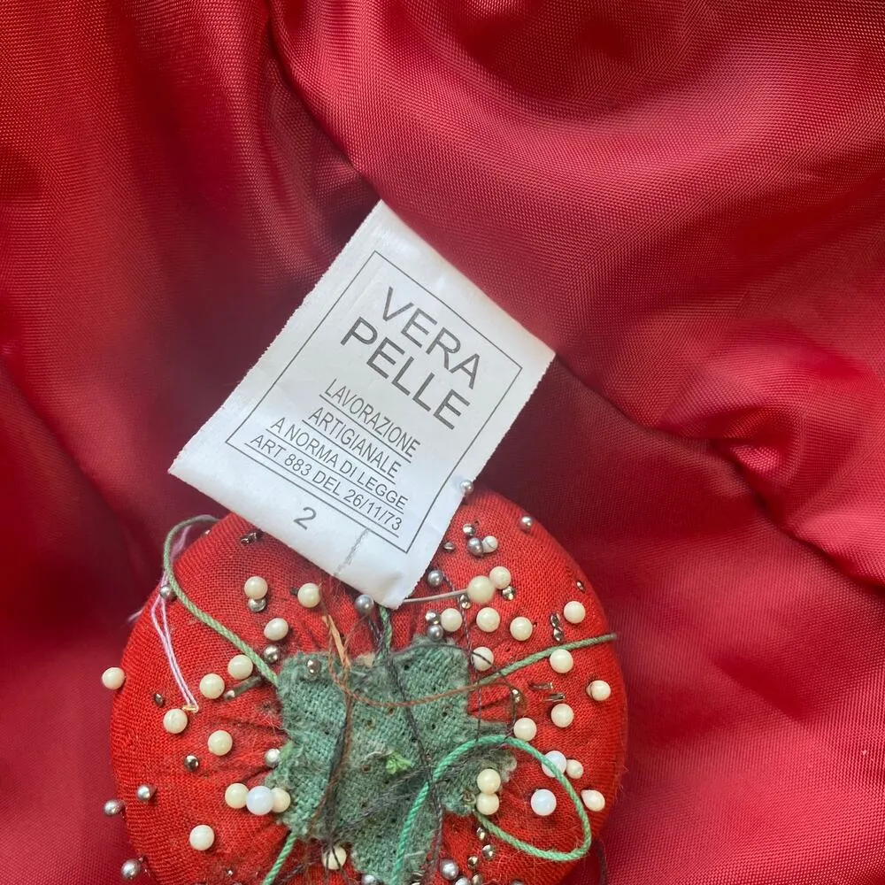 Vera Pelle Masterpelle Handcrafted Italian Cherry Red Suede Italy Leather Jacket Size 6 - Image 11