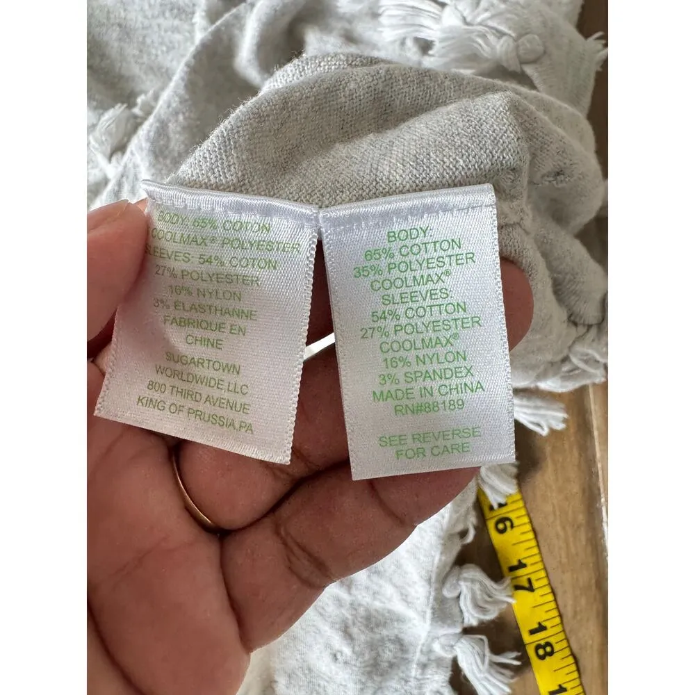 Lilly Pulitzer gray Tassel Hem Sweater XS Cotton Blend Lightweight Knit Boho - Image 4