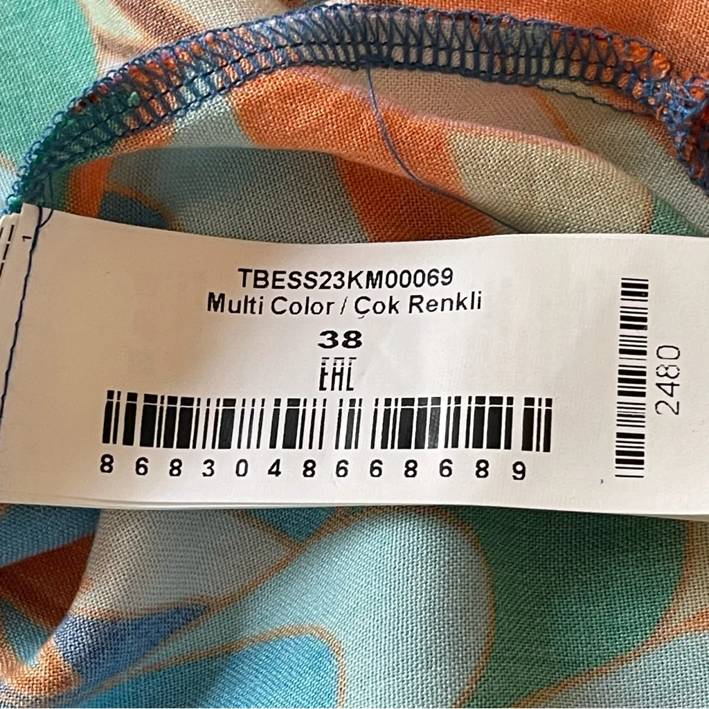 Trendyol Blue and Orange Swim Coverup Kimono Belt not included Size 38 - Image 6