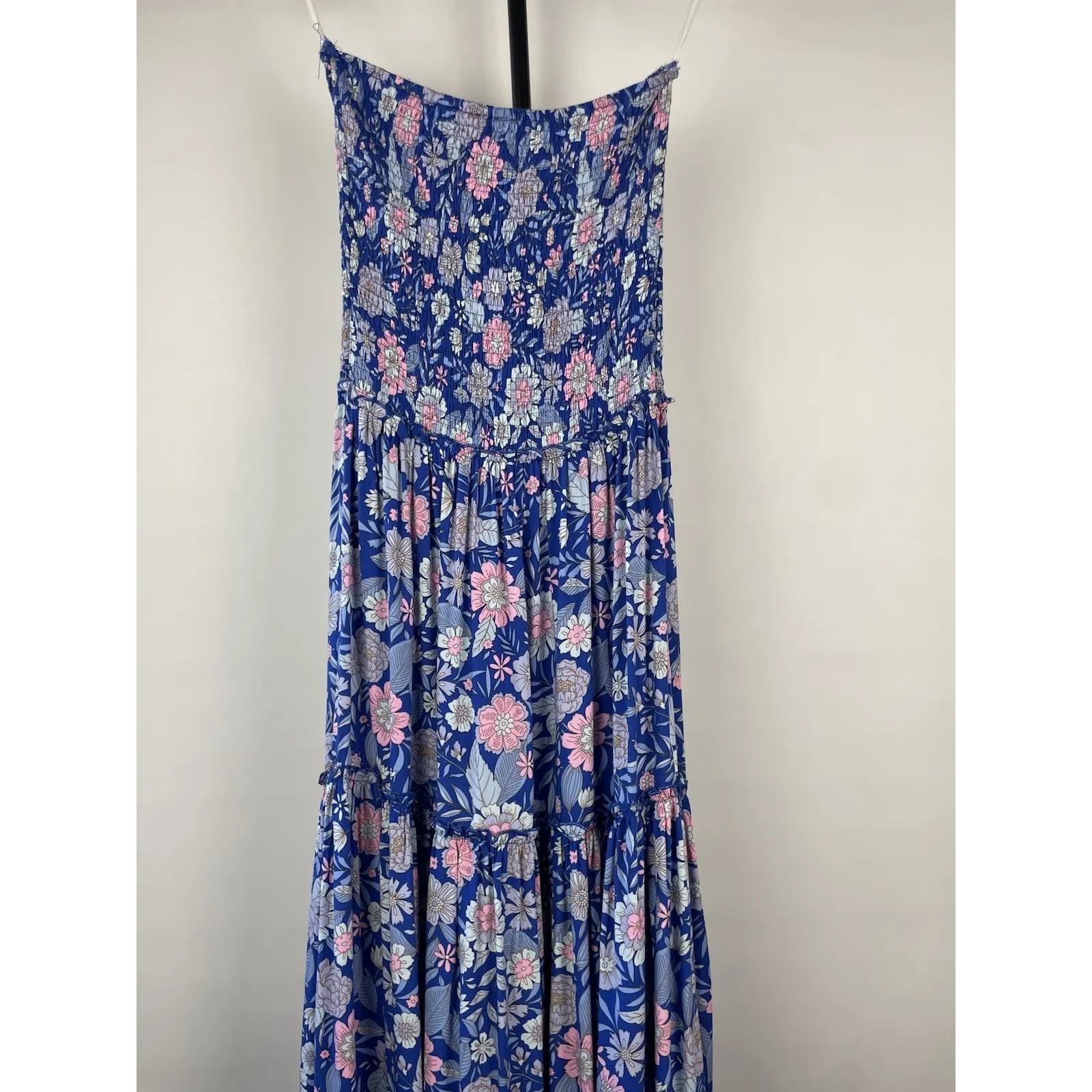 Abel‎ The Label Womens Strapless Maxi Dress Sz S Blue Pink Floral Smocked Boho - Image 7