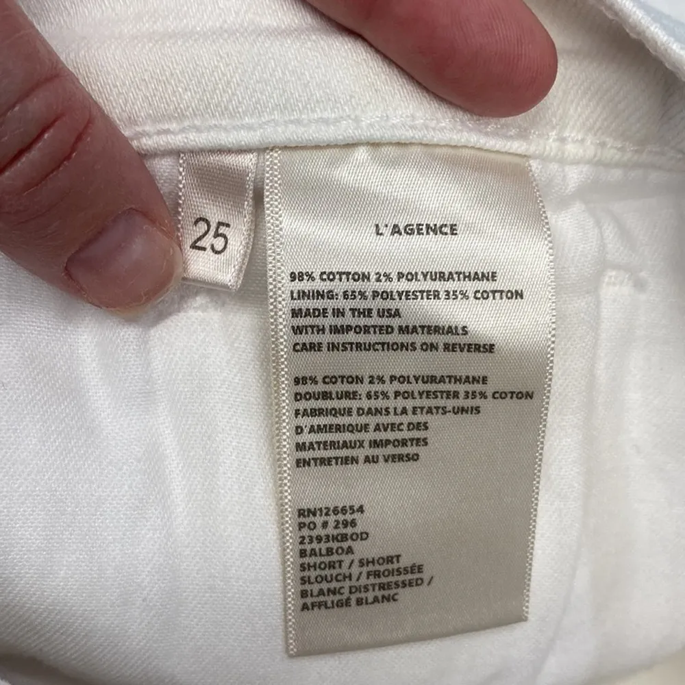NWT L’agence balboa double roll white denim shorts SIZE 25 (b18) - Image 5