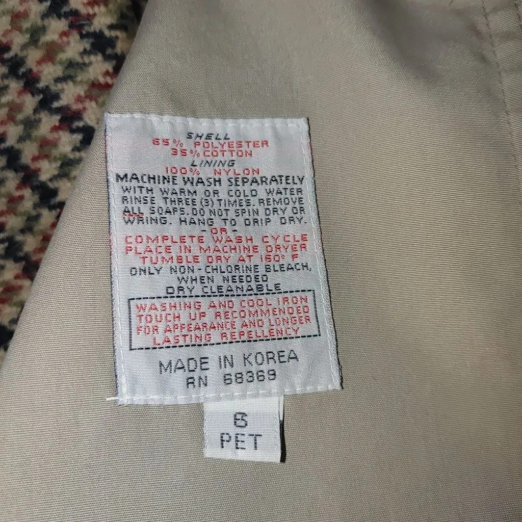 London Towne Beige Trench Coat Jacket Size 6 Vintage Plaid Liner Belt Scarf Tan - Image 4