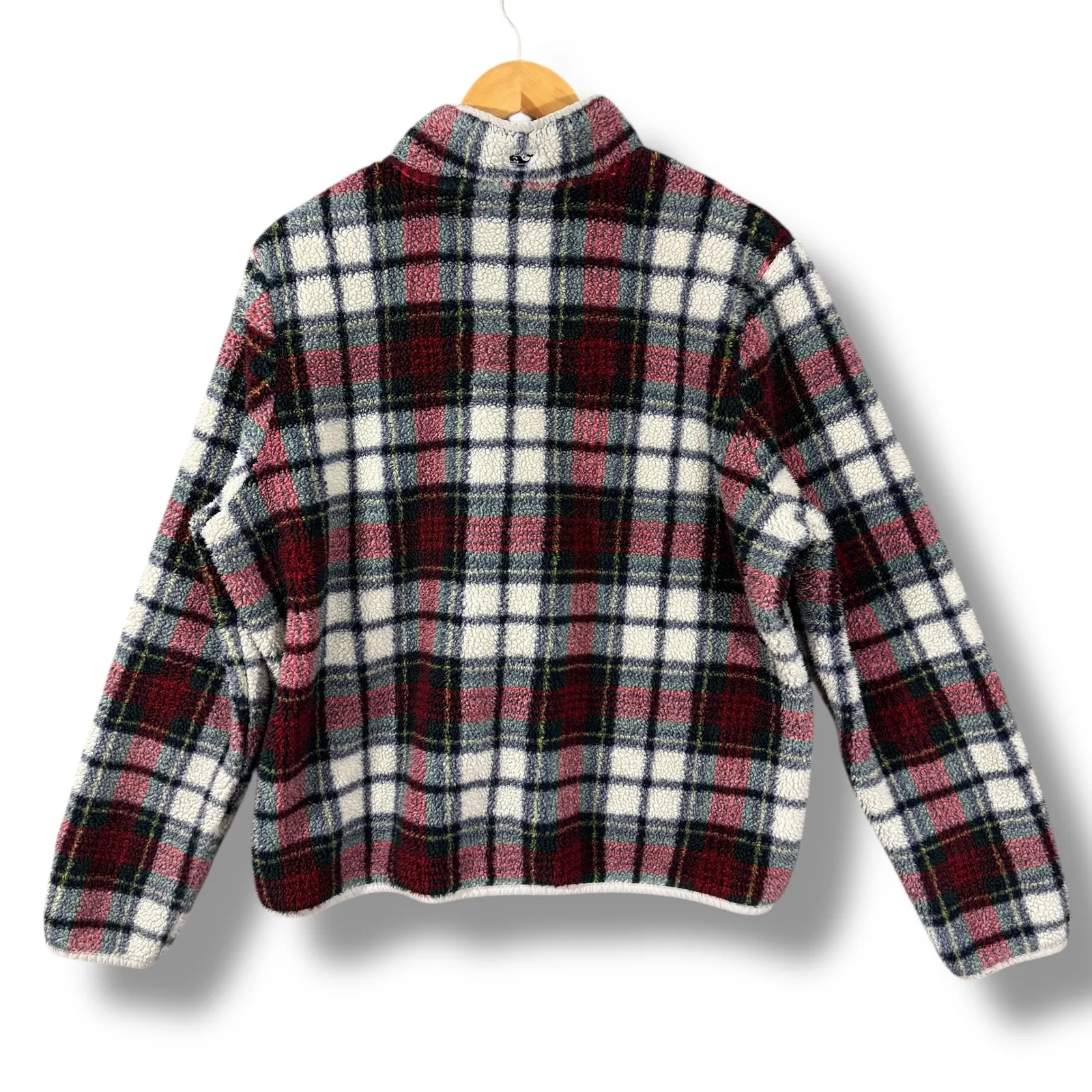 Vineyard Vines Plaid Sherpa Fleece Quarter Zip Super Shep Pullover Size XL - Image 7