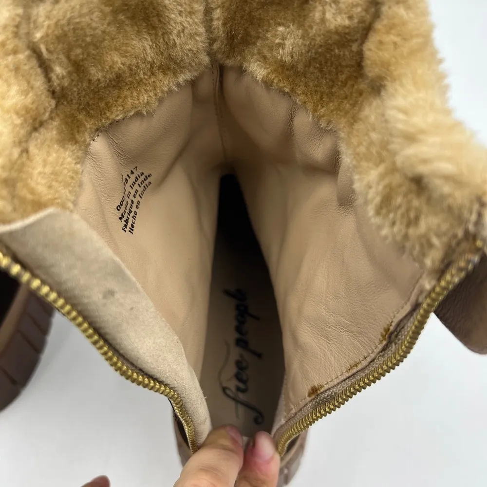 Free People Fable Faux Fur Lined Boots Custom Dark Brown Chunky Lug Sole - Image 4