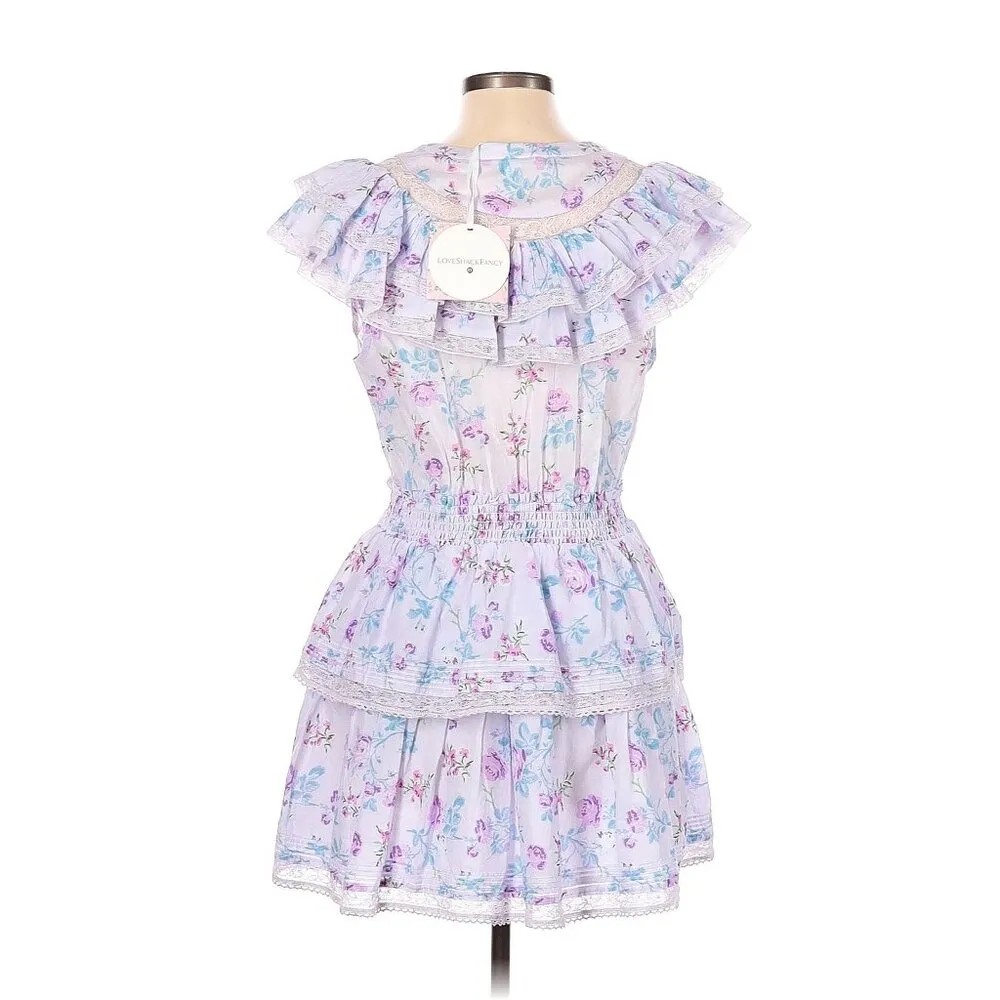 NWT LoveShackFancy x Target Lou in Purple Floral Double Ruffle Tiered Dress M - Image 2