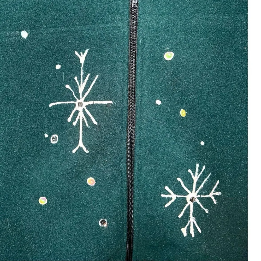 Yvonne’s boutique hand designed green Christmas vest!! New Size L - Image 3