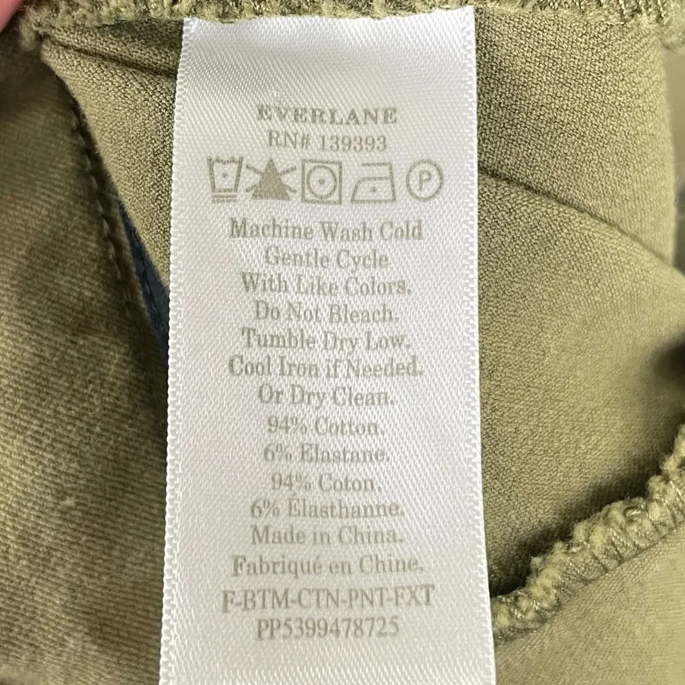 Everlane The Fixed-Waist Stretch Cotton Pant Military Olive Green Women's Size 2 - Image 6