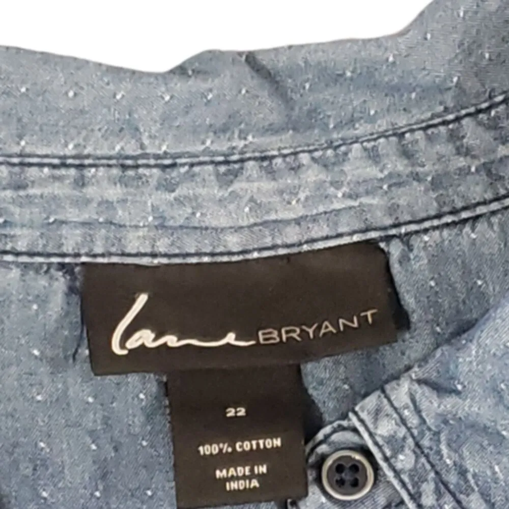Lane Bryant Women's Collared Button Down Denim Blouse 22 - Image 4