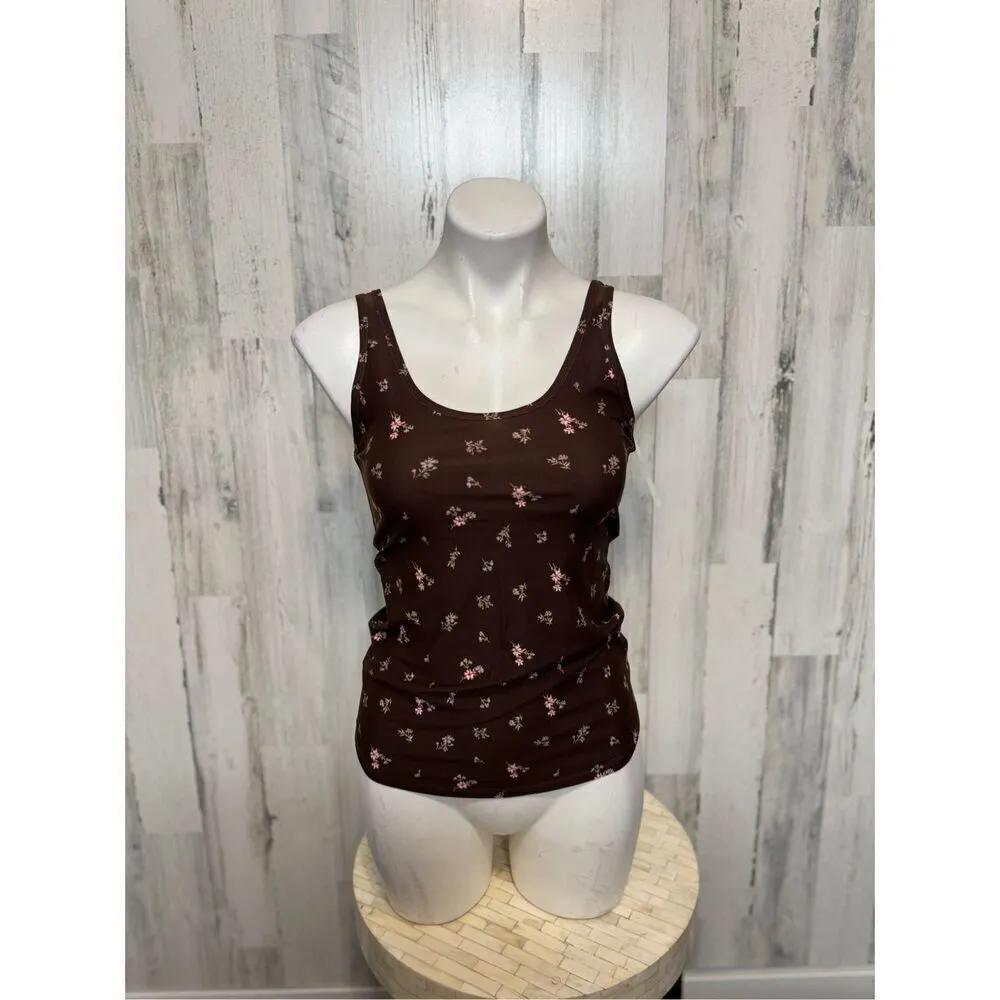 Brown floral tank top Size M - Image 2