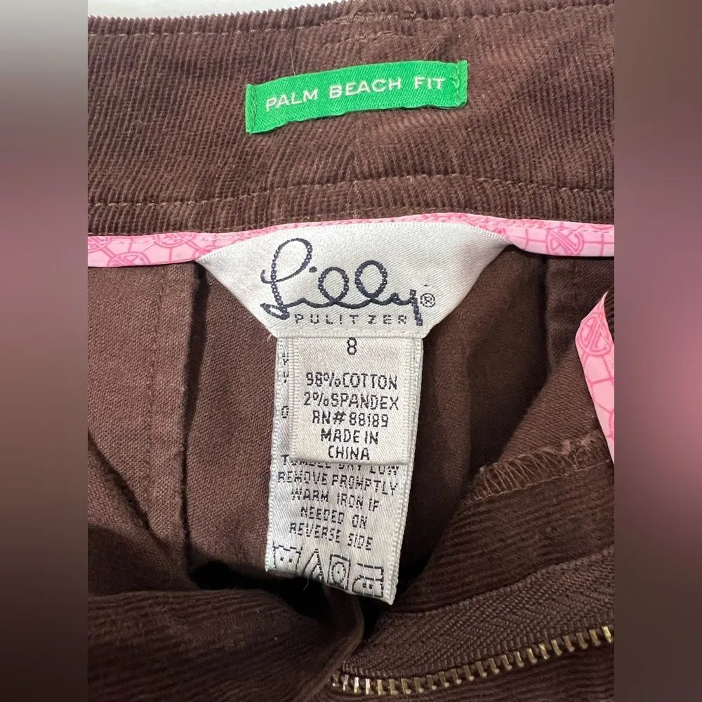 Lilly Pulitzer Brown Corduroy Pants Size 8 - Palm Beach Fit‎ white label - Image 5