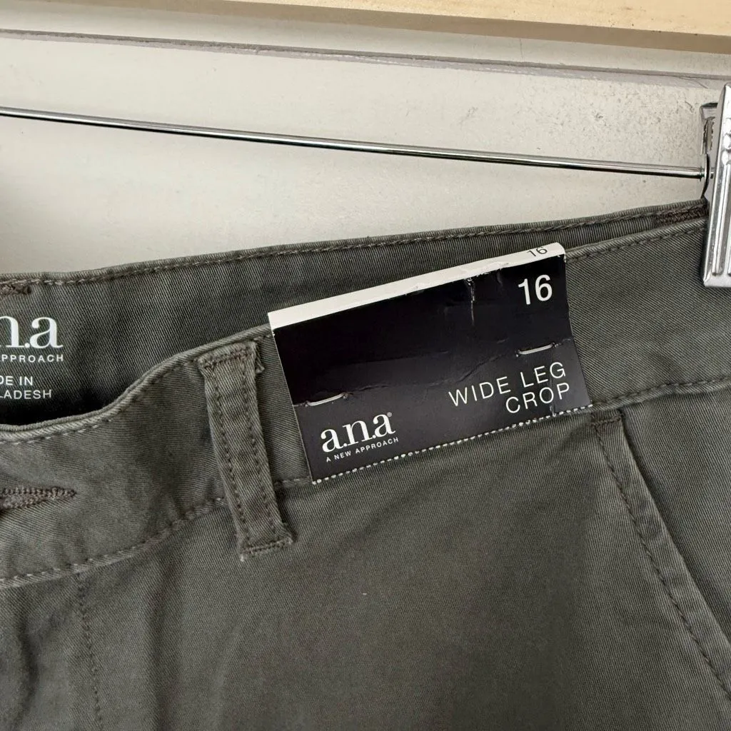 ANA Women’s 16 Green Wide Leg Crop Chino Pants New Career Office Core - Image 3